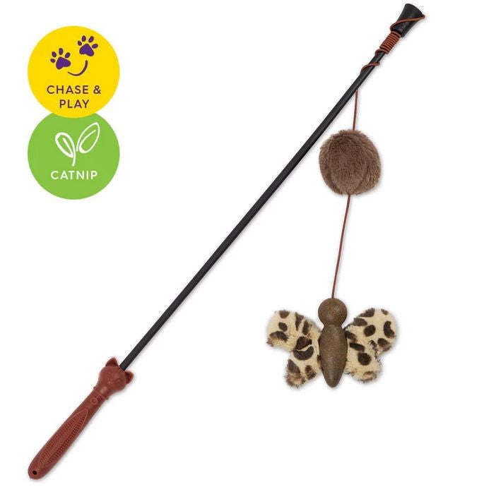 Kazoo Cat Toy Catnip Butterfly Wand-Cat Gyms & Toys-Ascot Saddlery