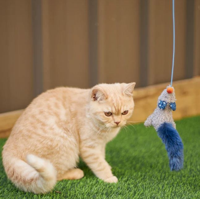 Kazoo Cat Toy Flying Mouse Wand-Cat Gyms & Toys-Ascot Saddlery