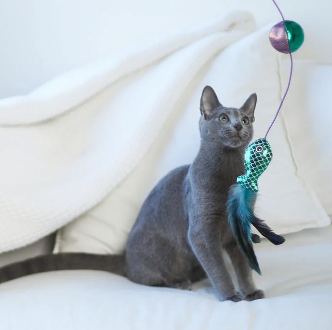 Kazoo Cat Toy Ripple Fish Wand-Cat Gyms & Toys-Ascot Saddlery