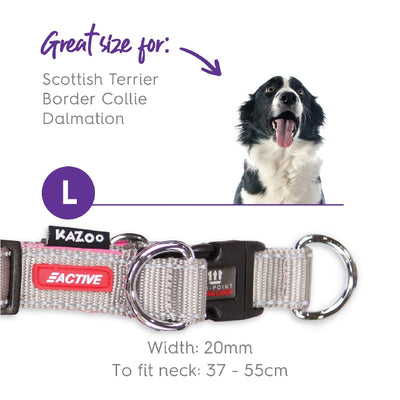 Kazoo Dog Collar Active Adjustable Silver & Pink-Dog Collars & Leads-Ascot Saddlery
