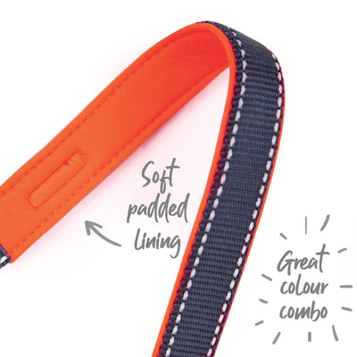 Kazoo Dog Collar Active Adjustable Slate & Orange-Dog Collars & Leads-Ascot Saddlery