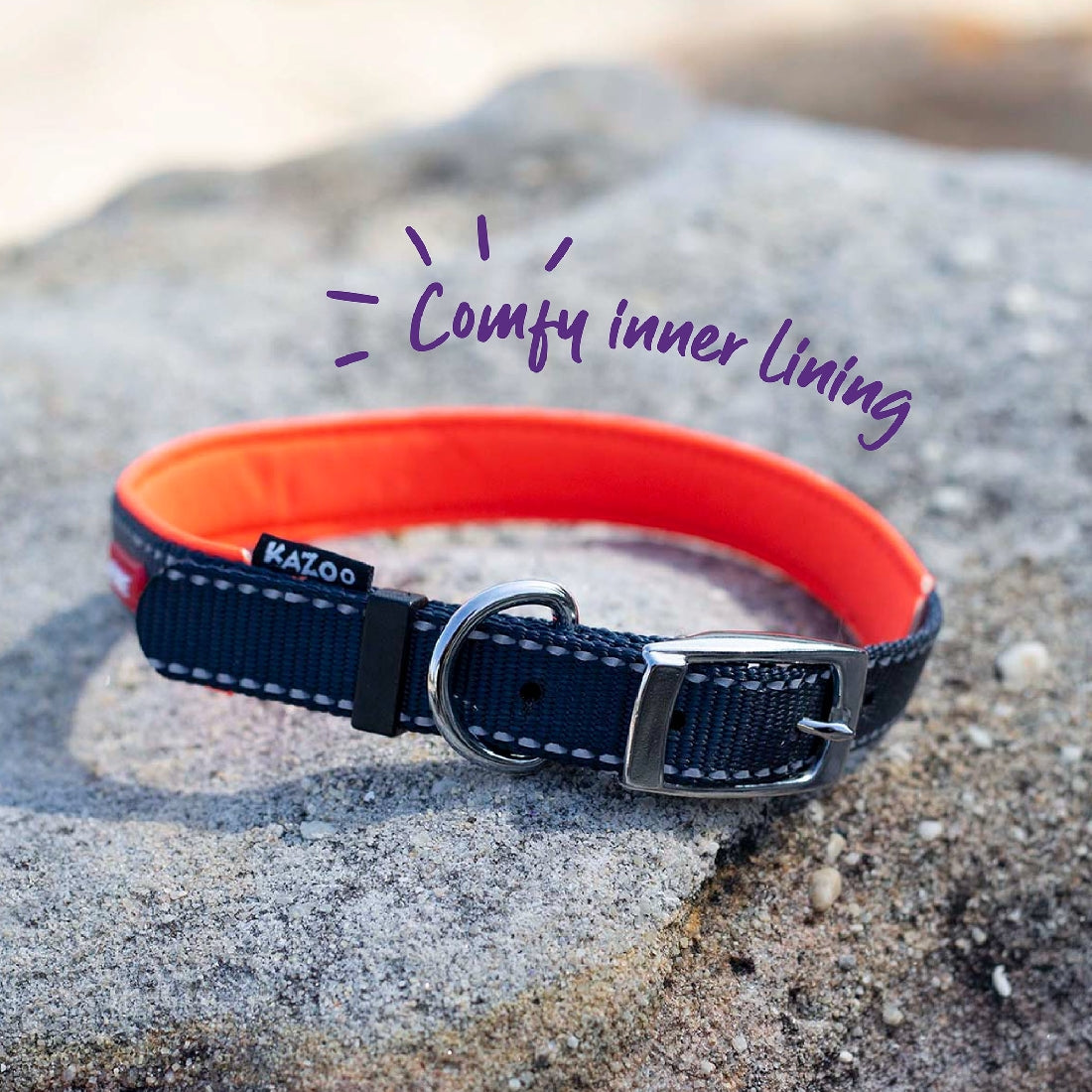 Kazoo Dog Collar Active Slate & Orange-Dog Collars & Leads-Ascot Saddlery