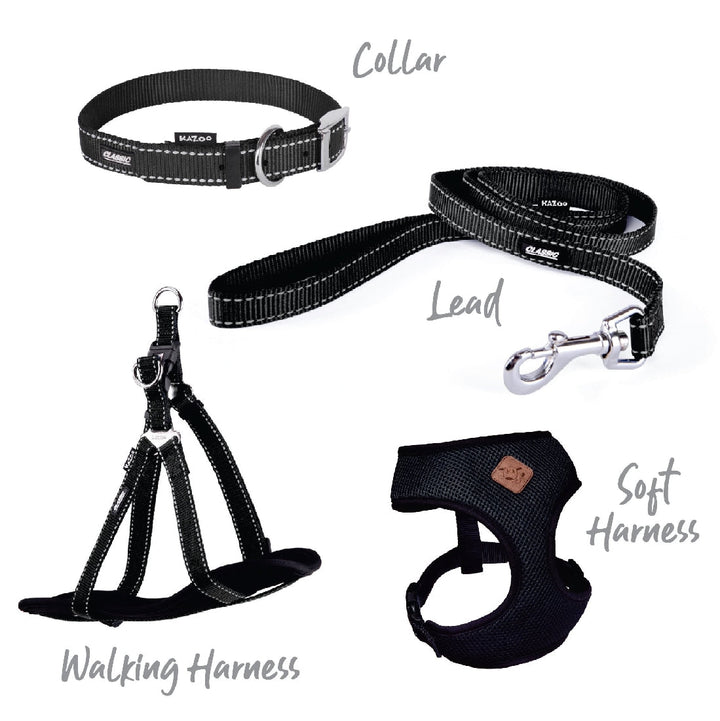 Kazoo Dog Harness Classic Black-Dog Collars & Leads-Ascot Saddlery