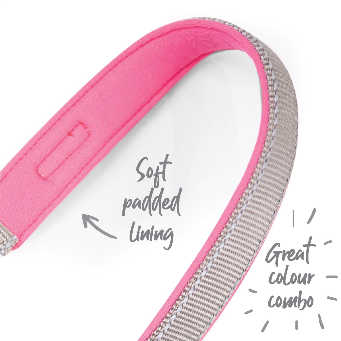 Kazoo Dog Leash Active Silver & Pink 1200mm-Dog Collars & Leads-Ascot Saddlery