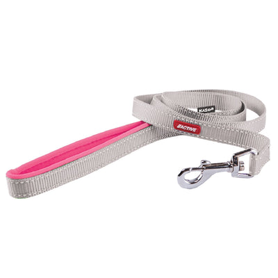 Kazoo Dog Leash Active Silver & Pink 1200mm-Dog Collars & Leads-Ascot Saddlery