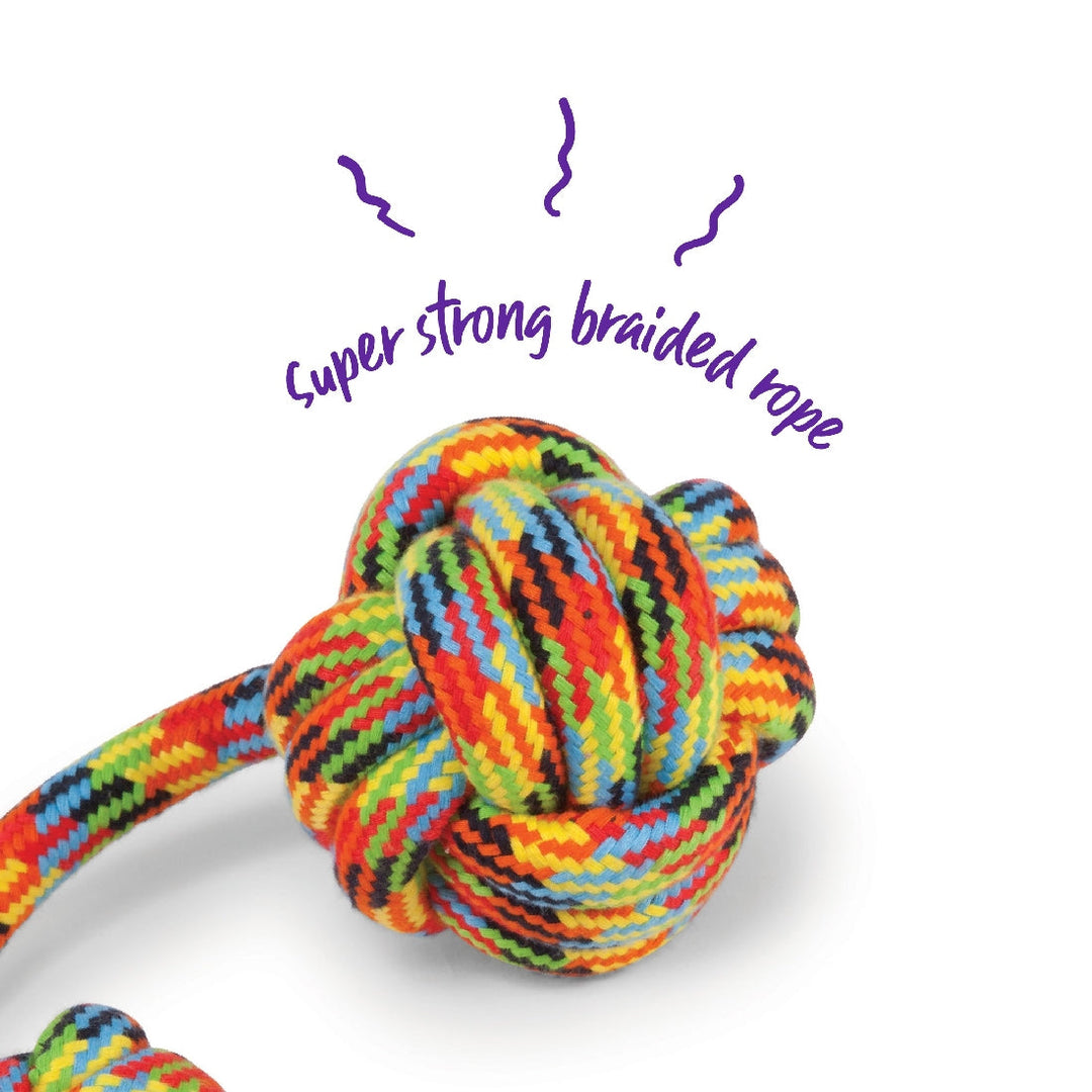 Kazoo Dog Toy Braided Rope Sling Knot Ball-Dog Toys-Ascot Saddlery