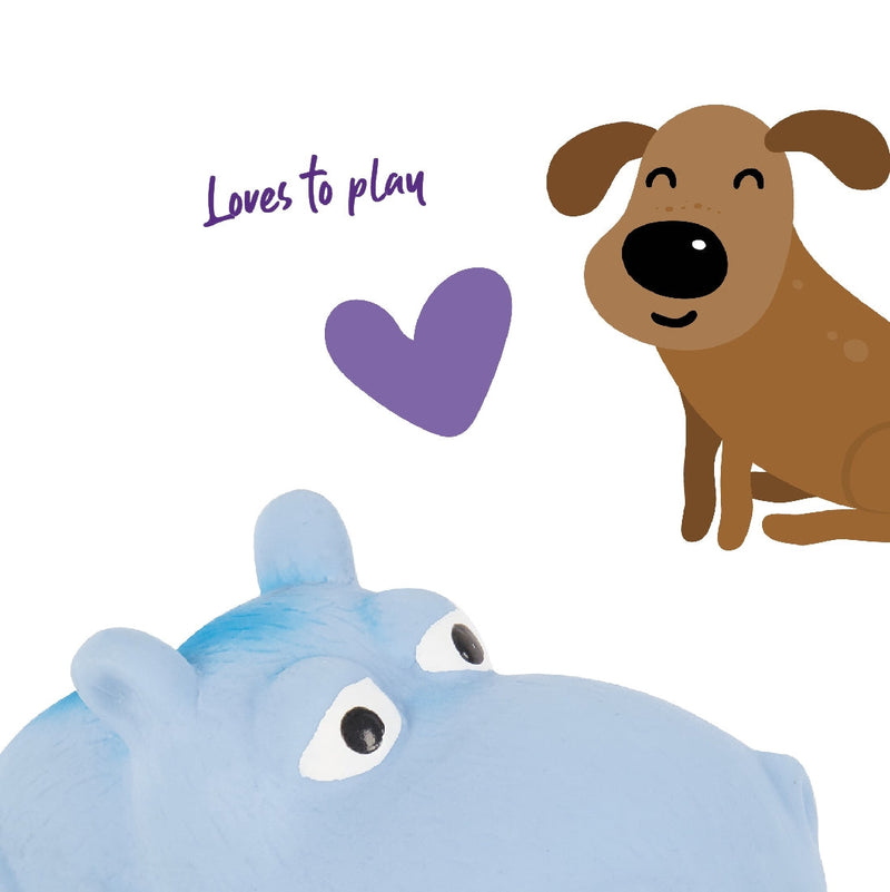 Kazoo Dog Toy Latex Smiling Hippo Blue Medium-Dog Toys-Ascot Saddlery