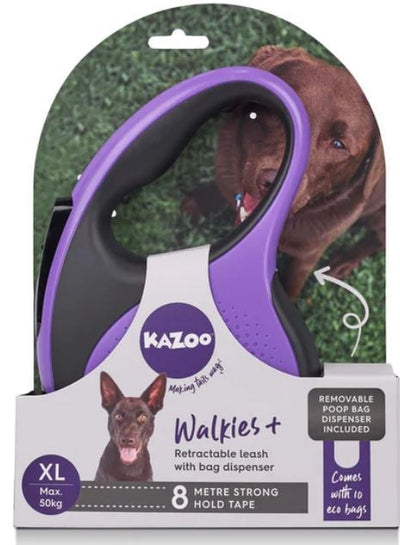Kazoo Retractable Lead With Poop Bag Dispenser Extra Large-Dog Collars & Leads-Ascot Saddlery