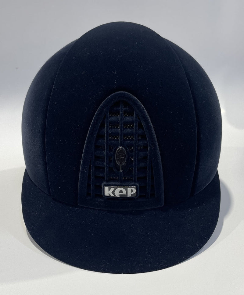 Kep Cromo Velvet Blue Helmet Blue Grid-RIDER: Helmets-Ascot Saddlery