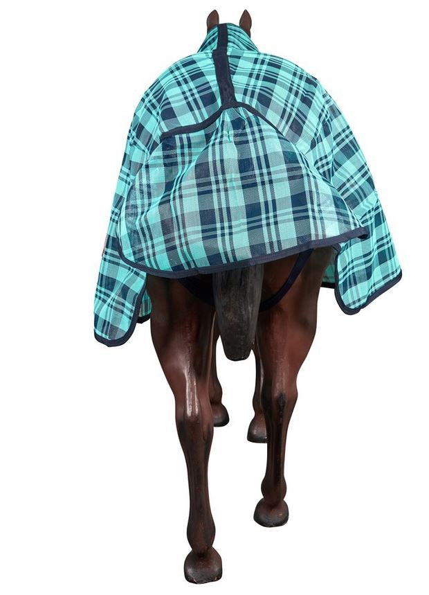 Koolmaster Shade Mesh Combo Turquoise & Navy-RUGS: Summer Rugs, Neck Rugs & Hoods-Ascot Saddlery