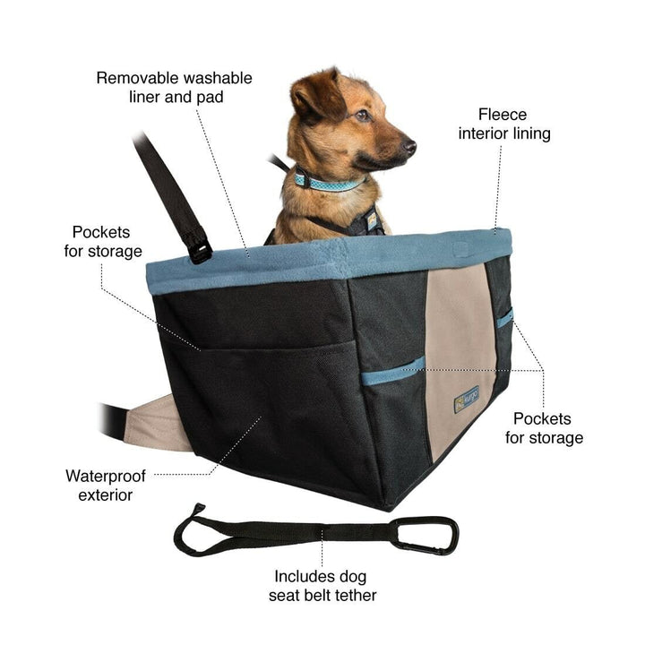 Kurgo Booster Seat Rover Black & Hampton Sand-Dog Accessories-Ascot Saddlery