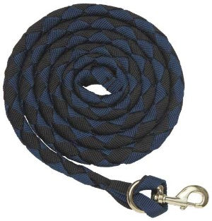 Lead Plaited Webbing Brass Plated Snap Black & Navy-HORSE: Leads & Snap Hooks-Ascot Saddlery