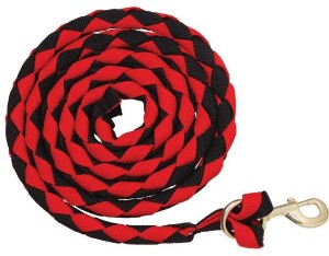 Lead Plaited Webbing Brass Plated Snap Black & Red-HORSE: Leads & Snap Hooks-Ascot Saddlery