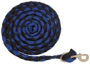 Lead Plaited Webbing Brass Plated Snap Black & Royal Blue-HORSE: Leads & Snap Hooks-Ascot Saddlery