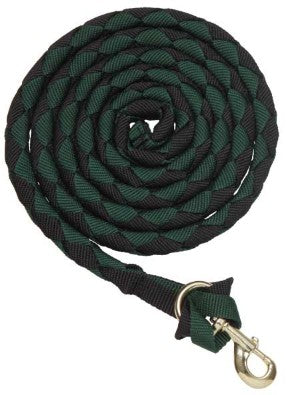 Lead Plaited Webbing Brass Plated Snap Navy & Green-HORSE: Leads & Snap Hooks-Ascot Saddlery