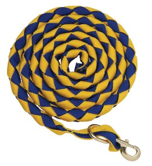 Lead Plaited Webbing Brass Plated Snap Yellow & Royal Blue-HORSE: Leads & Snap Hooks-Ascot Saddlery