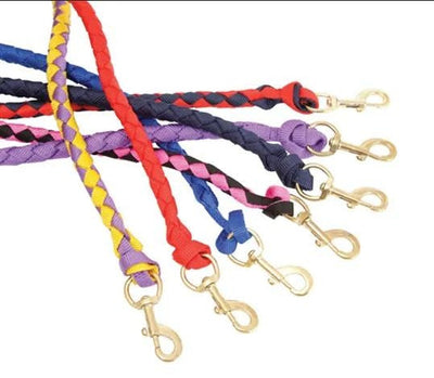 Lead Plaited Webbing Red & Navy-HORSE: Leads & Snap Hooks-Ascot Saddlery