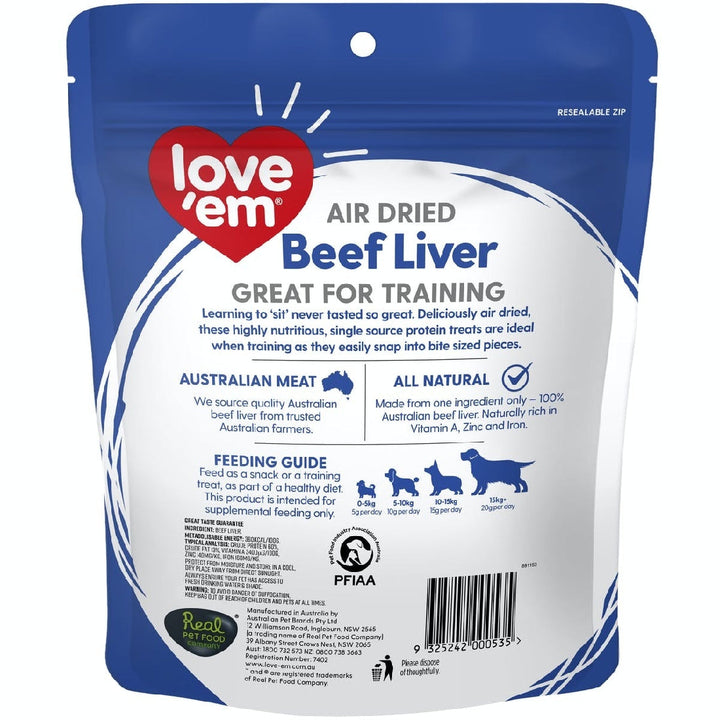 Love Em Dog Treats Air Dried Beef Liver 90gm-Dog Treats-Ascot Saddlery