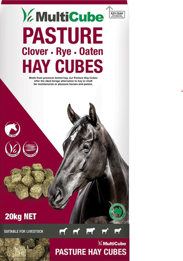 Multi Cube Pasture Clover & Rye & Oaten Hay Cubes 20kg-STABLE: Horse Feed-Ascot Saddlery