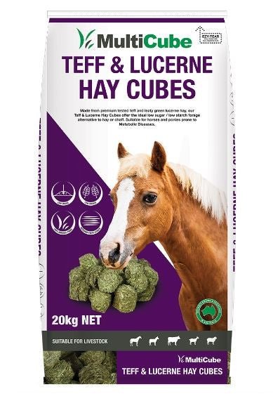 Multi Cube Pasture Lucerne & Teff Hay Cubes 20kg-STABLE: Horse Feed-Ascot Saddlery