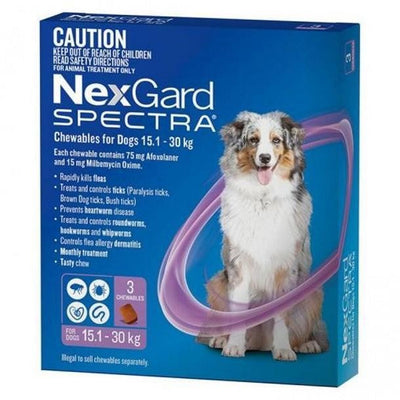 Nexgard Spectra Dog 15.1kg-30kg 3 Pack-Dog Wormer & Flea-Ascot Saddlery