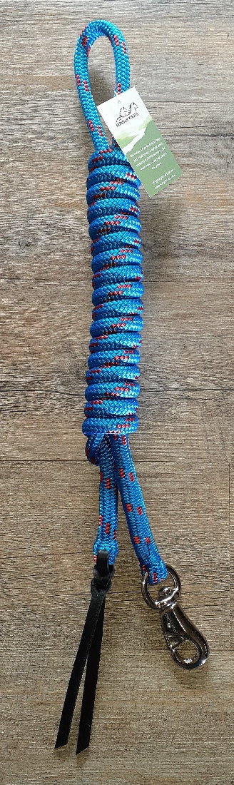 Nungar Lead Cast Bull Clip 12mm 12ft Blue & Red-HORSE: Lungeing & Schooling-Ascot Saddlery
