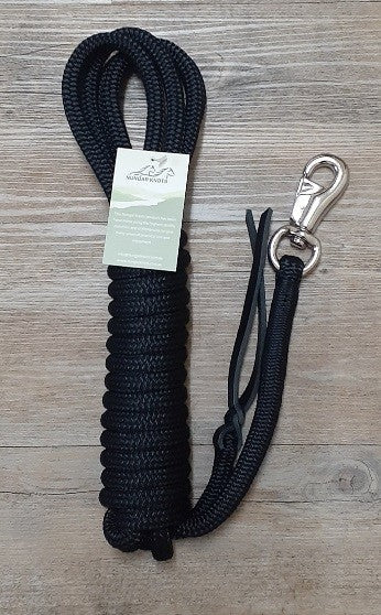 Nungar Lead Cast Bull Clip 12mm 22ft Black-HORSE: Lungeing & Schooling-Ascot Saddlery