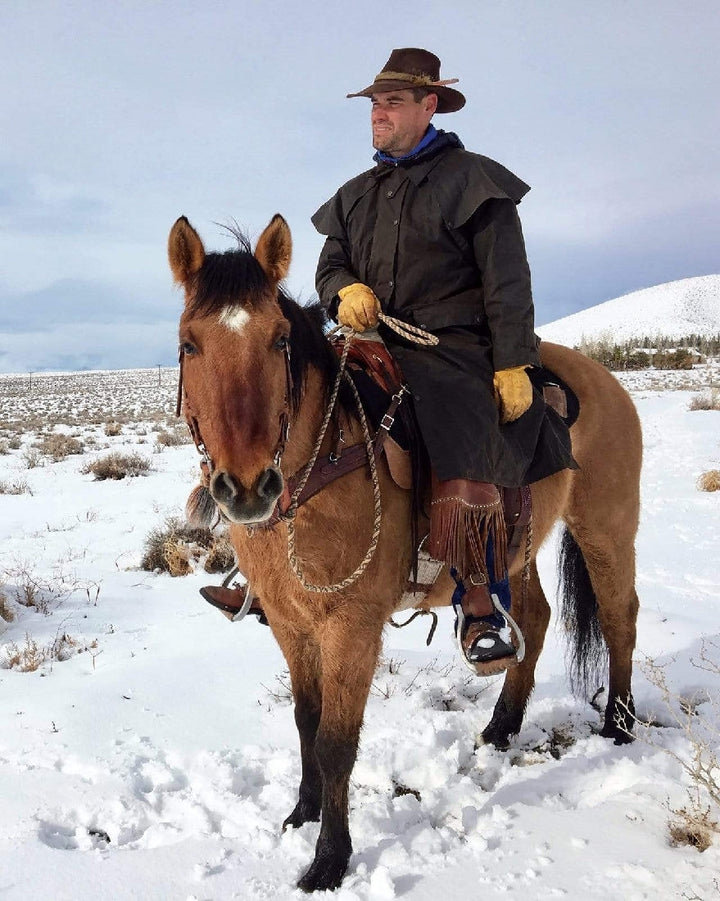 Outback Low Rider Oilskin 3/4 Length Coat Brown-CLOTHING: Oilskins-Ascot Saddlery