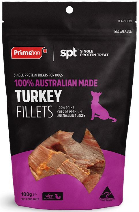 Prime Treats Turkey Fillets 100gm-Dog Treats-Ascot Saddlery