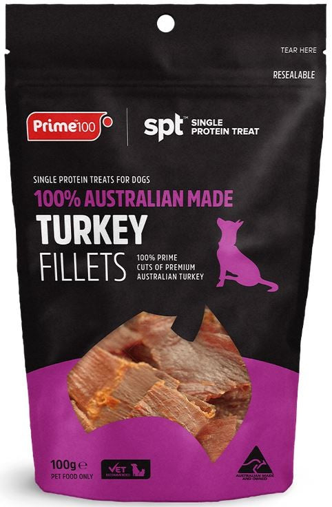 Prime Treats Turkey Fillets 100gm-Dog Treats-Ascot Saddlery
