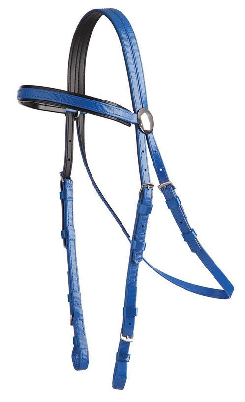 Pvc Bridle Head Full Royal & Black Trim-HORSE: Racing & PVC-Ascot Saddlery