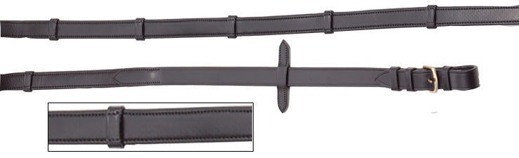 Reins Padded Leather Aintree Black Only-HORSE: Reins-Ascot Saddlery
