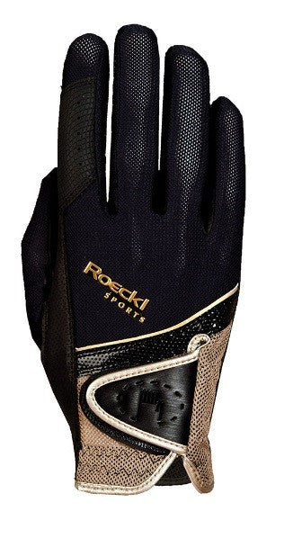Roeckl Madrid Gloves Black & Gold-RIDER: Gloves-Ascot Saddlery