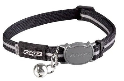 Rogz Cat Collar Alleycat Safeloc 8mm Black-Cat Accessories-Ascot Saddlery