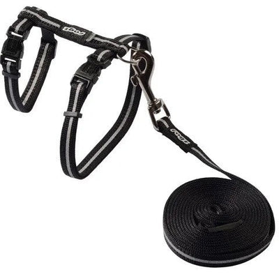 Rogz Cat Harness & Lead Alleycat 8mm Black-Cat Accessories-Ascot Saddlery
