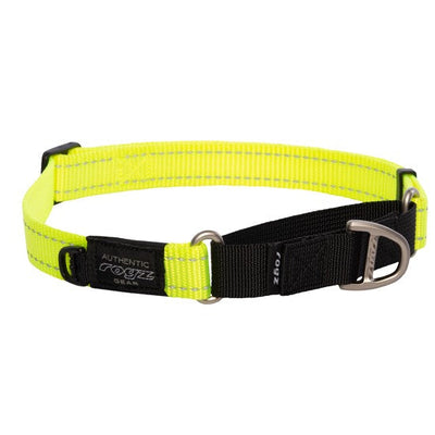 Rogz Control Dog Collar Web Dayglo Yellow Large-Dog Collars & Leads-Ascot Saddlery