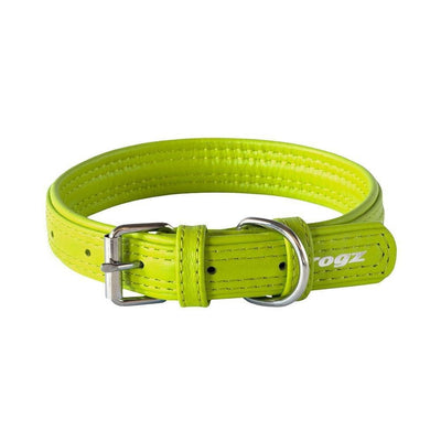 Rogz Dog Collar Leather Lime-Dog Collars & Leads-Ascot Saddlery