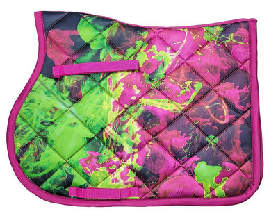 Saddlecloth All Purpose Abstract Full Pink & Lime-HORSE: Saddlecloths-Ascot Saddlery