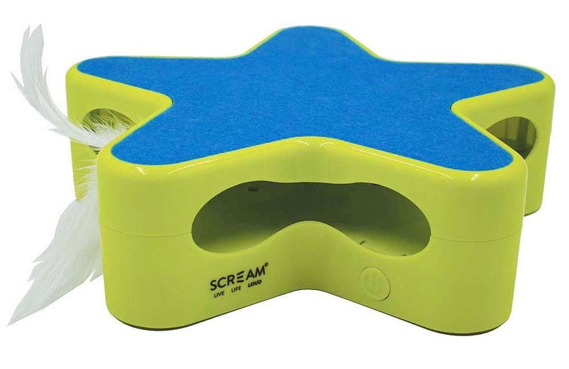 Scream Cat Electronic Star Motion Toy 19cm X 5cm Green & Blue-Cat Gyms & Toys-Ascot Saddlery