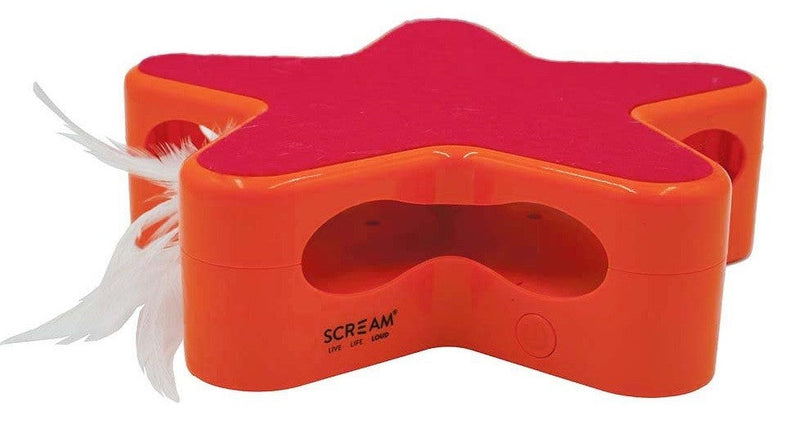 Scream Cat Electronic Star Motion Toy 19cm X 5cm Pink & Orange-Cat Gyms & Toys-Ascot Saddlery