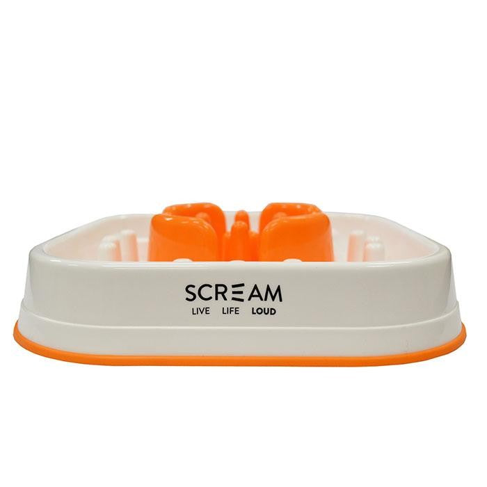 Scream Slow Feed Bowl Interactive 28cmx28cmx7cm Loud Orange-Dog Accessories-Ascot Saddlery