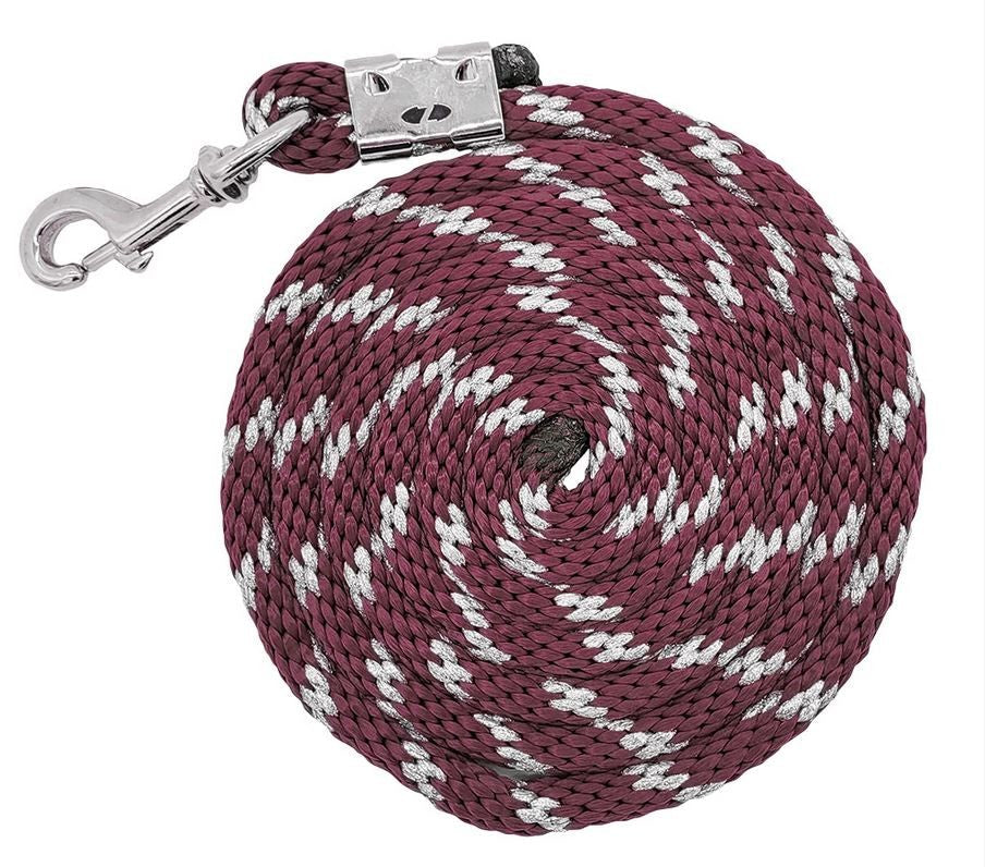 Shimmer Lead Burgundy-HORSE: Leads & Snap Hooks-Ascot Saddlery