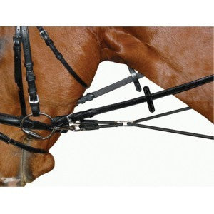 Side Rein Round Elastic Leather Black-HORSE: Lungeing & Schooling-Ascot Saddlery