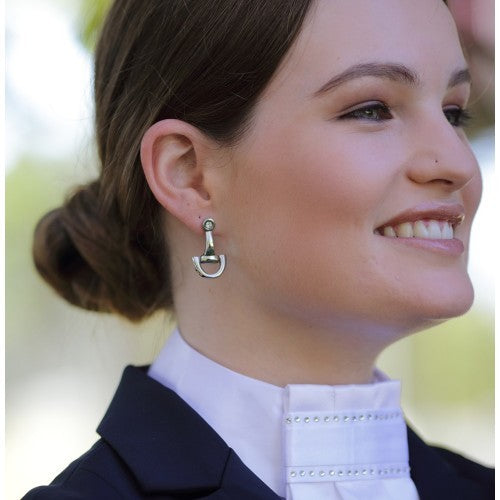 Stock Tie Huntington Double Row Crystals White-RIDER: Stocks & Hair Accessories-Ascot Saddlery