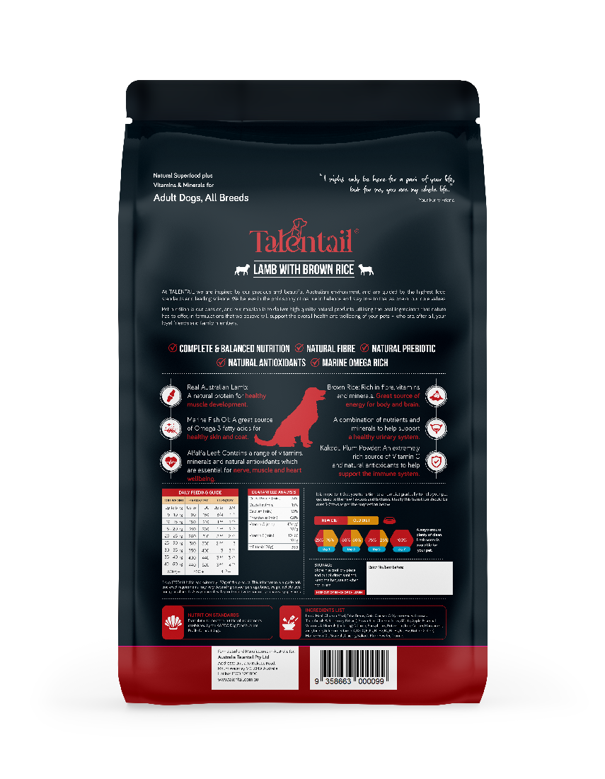 Talentail Dog Food Lamb & Brown Rice 3.5kg-Dog Food-Ascot Saddlery