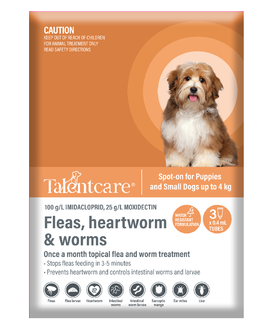 Talentcare Spot On Dog & Puppy Under 4kg 3 Pack-Dog Wormer & Flea-Ascot Saddlery
