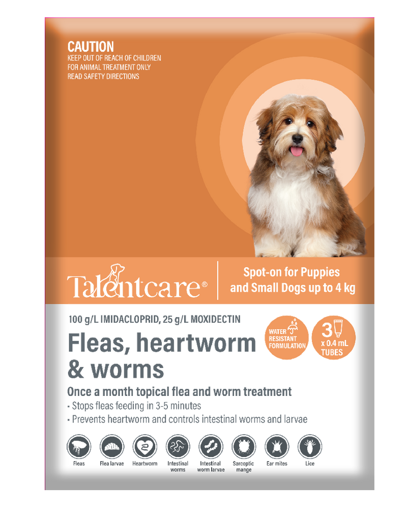 Talentcare Spot On Dog & Puppy Under 4kg 3 Pack-Dog Wormer & Flea-Ascot Saddlery