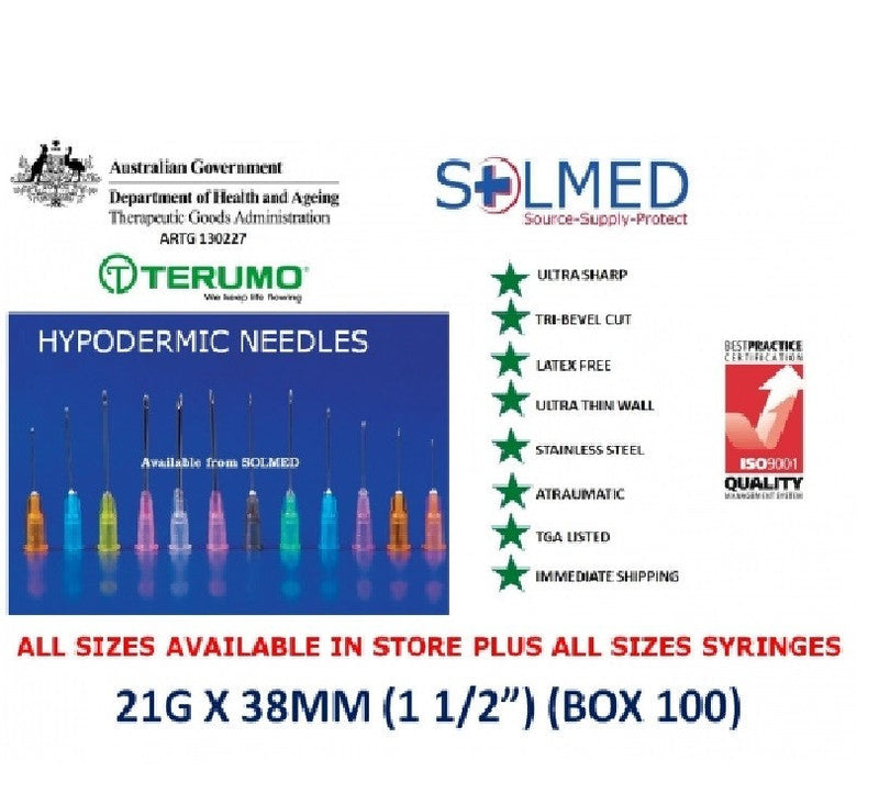 Terumo Needle 21g X 11/2 Strip Of 5-STABLE: Instruments-Ascot Saddlery