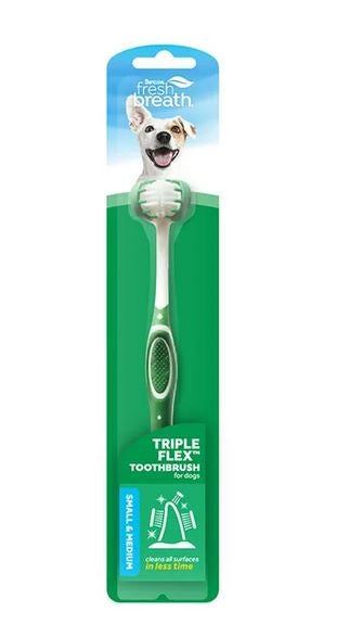 Tropiclean Fresh Breath Tripleflex Toothbrush Small & Medium-Dog Potions & Lotions-Ascot Saddlery