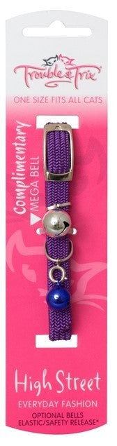 Trouble & Trix Cat Collar High Stretch Purple-Cat Accessories-Ascot Saddlery